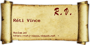 Réti Vince névjegykártya